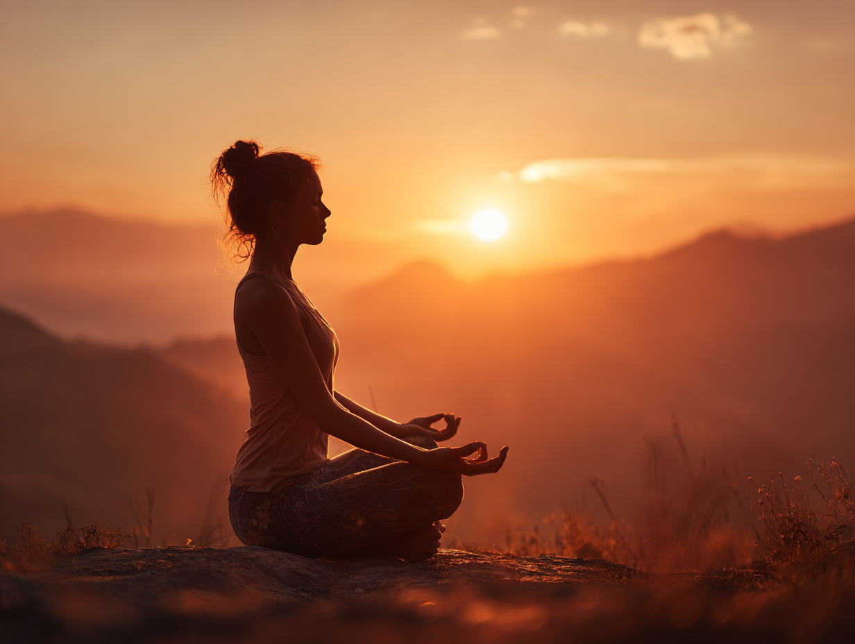 Люди практикують йогу на сході сонця